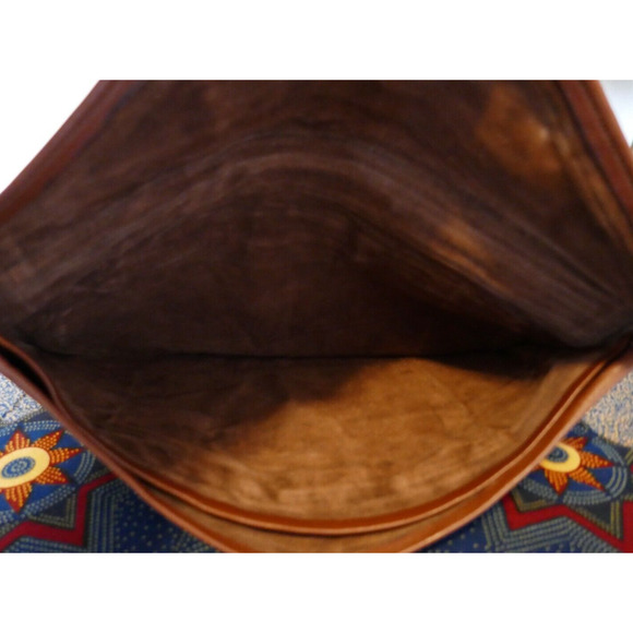 Vintage Brown Leather Envelope Strapless Unisex Clutch Bag 9" x 13" Boho Hippie - Picture 12 of 14